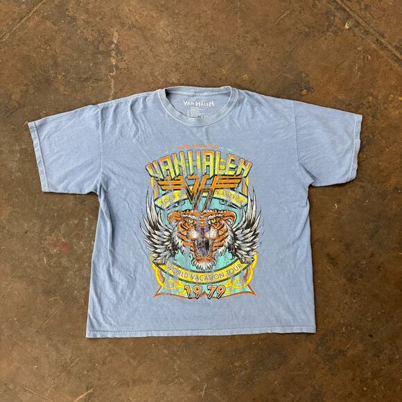 Van Halen 1979 Tour Shirt Adult L World Vacation Tour Rock Band Tee Crew Neck - Picture 1 of 4